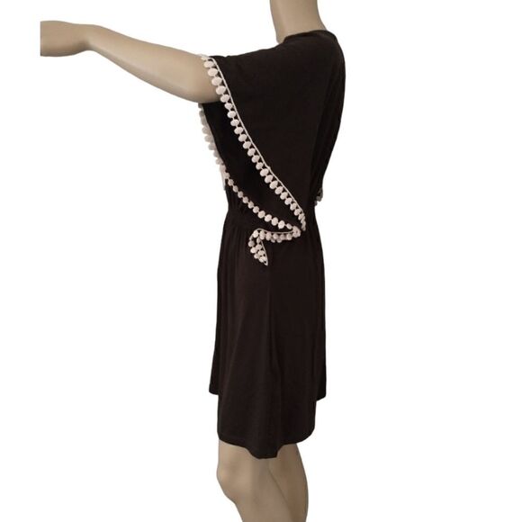 Y2K Bohemian Dress M Jersey Knit Flowy Woodland Fairy Crochet Dolman Sleeves - Picture 7 of 16